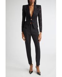 Balmain - Zip Hem Slim Fit Wool Grain De Poudre Pants - Lyst