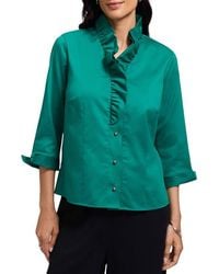 Foxcroft - Edith Ruffle Button-Up Shirt - Lyst