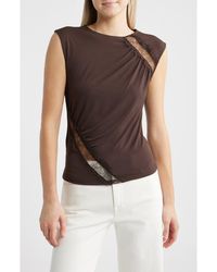 Mango - Cindy Lace Panel Ruched Top - Lyst