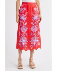 FARM Rio - Porcelain Garden Floral Linen Maxi Skirt - Lyst