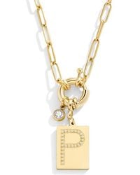 Mint & Lily - Pave Initial Pendant With Paperclip Chain Necklace - Lyst