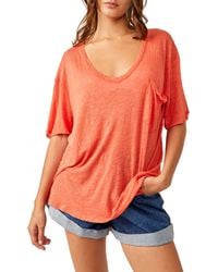 Free People - All I Need Linen & Cotton T-shirt - Lyst