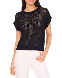 Halogen® - Open Stitch Cotton Crop Sweater Vest - Lyst