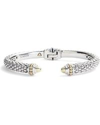 Lagos - 18k Yellow Gold & Sterling Silver Signature Caviar Cuff Bracelet - Lyst