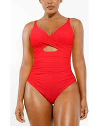 Shapellx - Smart Sculpt Ribbed Cutout-Front Shaping Swimsuit - Lyst