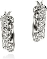 John Hardy - Jh Essential Diamond Pavé Crossover Hoop Earrings, 9.5Mm - Lyst