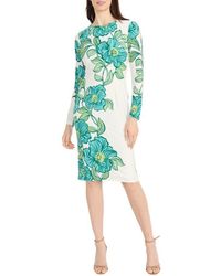 Maggy London - Floral Long Sleeve Knit Midi Dress - Lyst
