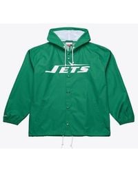 Mitchell & Ness - New York Jets Coaches Full-Snap Hooded Windbreaker Jacket - Lyst