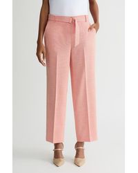 Kasper - Belted Elastic Back Straight Leg Ankle Pants - Lyst