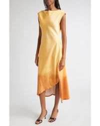 Jason Wu - Smudged Canvas Print Asymmetric Hem Midi Dress - Lyst