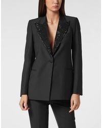 Philipp Plein - Wool Boxy Blazer Skull Strass - Lyst