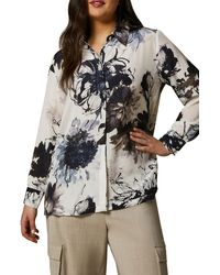 Marina Rinaldi - Floral Silk Crêpe De Chine Button-up Shirt - Lyst