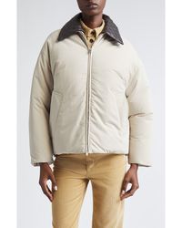 Bottega Veneta - Intrecciato Leather Collar Tech Nylon Puffer Jacket - Lyst