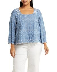 Caslon - Caslon(r) Pretty Embroidered Eyelet Cotton Top - Lyst