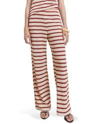 Mango - Wavy Stripe Knit Pull-On Straight Leg Pants - Lyst