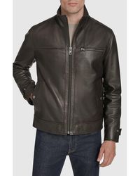 Andrew Marc - Stand Collar Leather Jacket - Lyst