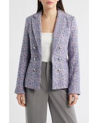 Tahari - Faux Double Breasted Metallic Tweed Blazer - Lyst