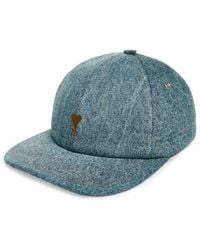 Ami Paris - Ami De Coeur Embroidered Denim Baseball Cap - Lyst