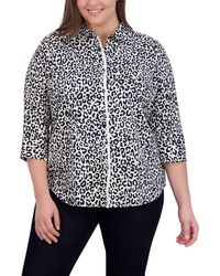 Foxcroft - Charlie Leopard Print Cotton Button-up Shirt - Lyst