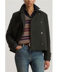 Ralph Lauren - Double Breasted Wool Blend Twill Jacket - Lyst