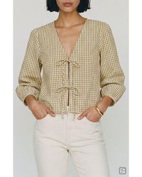 Vero Moda - Camilla Tie Front Gingham Top - Lyst