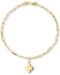 DEVATA - Clover Charm With Paperclip Chain Bracelet - Lyst