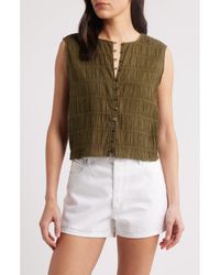FRAME - The Smocked Button & Loop Tank - Lyst