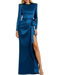 Mac Duggal - Long Sleeve Structured Bow Draped Column Gown - Lyst