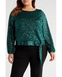 Tahari - Sequin Tie Hem Top - Lyst