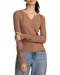 Lucky Brand - Cutwork Detail Cotton Rib Top - Lyst