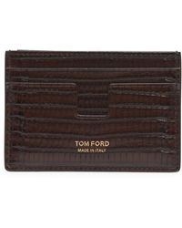 Tom Ford - T-line Croc Embossed Leather Card Holder - Lyst