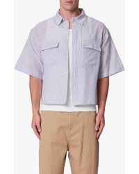 MNML - Stripe Crop Boxy Short Sleeve Button-Up Shirt - Lyst