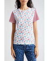 Molly Goddard - Floral Stripe Fitted Cotton Jersey T-shirt - Lyst