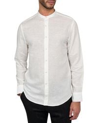 Brooklyn Brigade - Slim Fit Solid Linen Cotton Long Sleeve Shirt - Lyst
