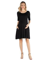 24seven Comfort Apparel - Maternity Soft Flare T-Shirt Dress With Pocket Detail - Lyst