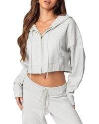 Edikted - Russell Crop Zip-Up Hoodie - Lyst