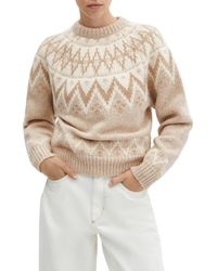 Mango - Fair Isle Crewneck Sweater - Lyst