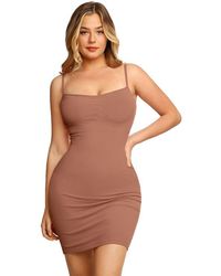 Popilush - Shapewear Solid Modal Butt Lift Mini Slip Dress - Lyst