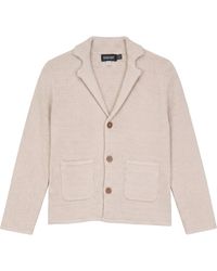 Space Grey - Textured Knit Blazer With Wooden Buttons - Lyst