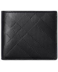 Burberry - Embossed Check Bifold Wallet - Lyst