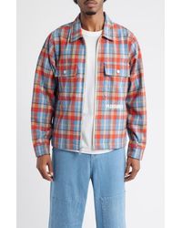 Pleasures - Folklore Plaid Brushed Wool Blend Zip-Up Work Jacket - Lyst