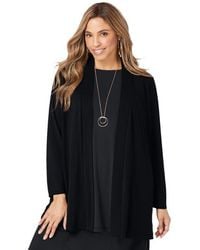 Jessica London - Stretch Knit Open Front Knit Topper - Lyst
