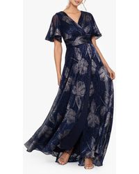 Betsy & Adam - Foil Print Flutter Sleeve Gown - Lyst
