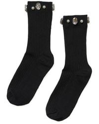 Stems - Crystal & Faux Pearl Cluster Rib Crew Socks - Lyst