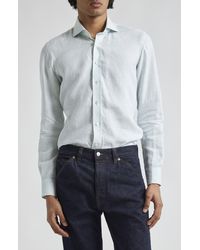 Thom Sweeney - Stripe Linen Button-up Shirt - Lyst