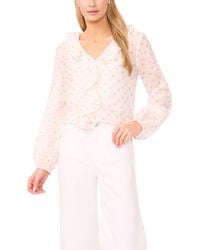Halogen® - Polka Dot Ruffle Trim Top - Lyst