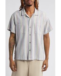 Obey - Talby Stripe Oxford Cloth Camp Shirt - Lyst