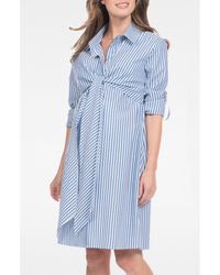 Seraphine - Stripe Long Sleeve Maternity/Nursing Shirtdress - Lyst