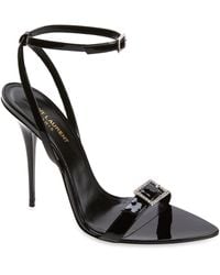 Saint Laurent - Gippy Patent Leather Embellished Ankle-strap Sandals - Lyst
