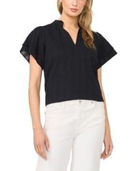 Halogen® - Ruffle Neck Flutter Sleeve Cotton Top - Lyst